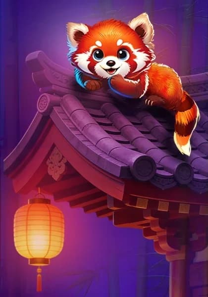 Cover art of Bingo Silly Panda: a red panda on a temple roof at night.