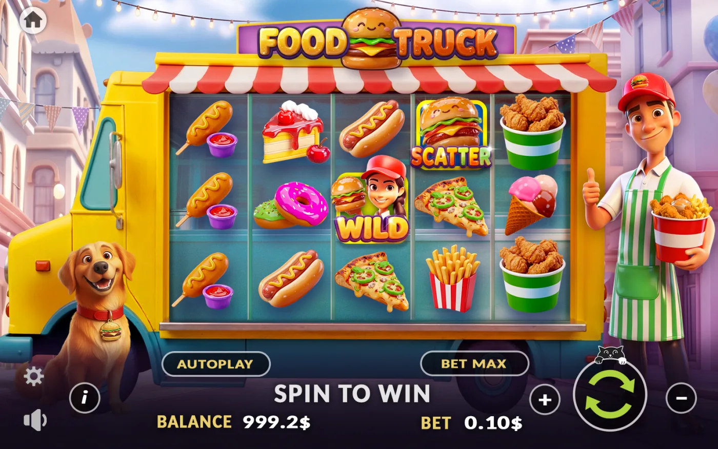 Food Truck, a five-reel slot set in a street food truck, waiting for the next spin.